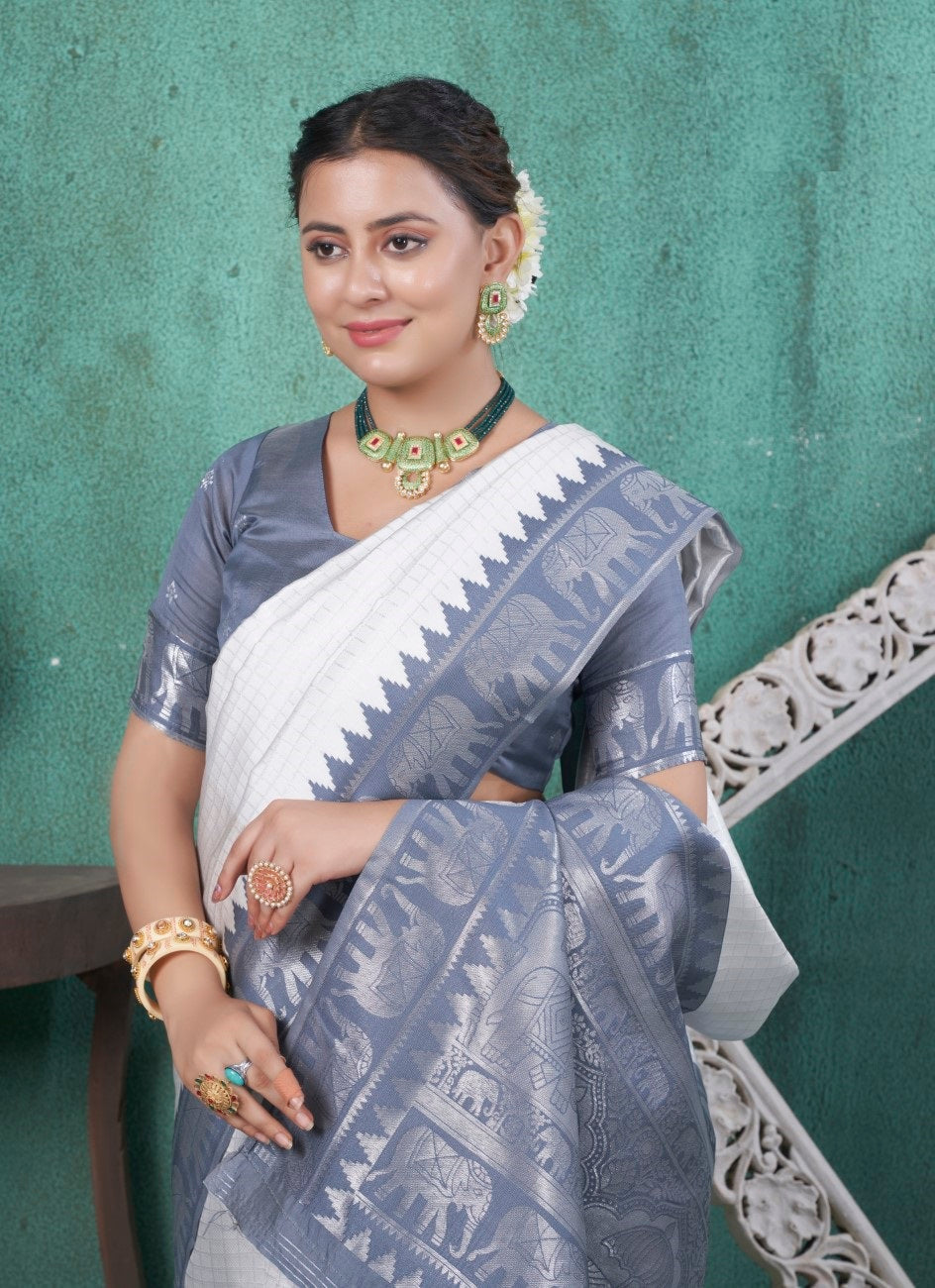 Vsaree Blue Faux Kanjivaram Silk Saree With Designer Zari Weaving Border And Blouse