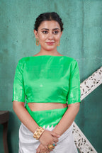 Vsaree Light Green Faux Kanjivaram Silk Saree With Designer Zari Weaving Border And Blouse