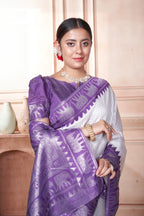 Vsaree Purple Faux Kanjivaram Silk Saree With Designer Zari Weaving Border And Blouse
