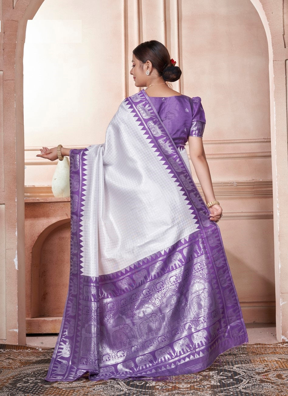 Vsaree Purple Faux Kanjivaram Silk Saree With Designer Zari Weaving Border And Blouse