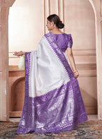 Vsaree Purple Faux Kanjivaram Silk Saree With Designer Zari Weaving Border And Blouse
