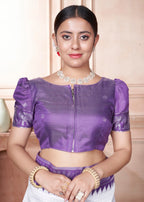 Vsaree Purple Faux Kanjivaram Silk Saree With Designer Zari Weaving Border And Blouse