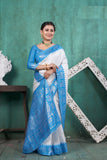 Vsaree Sky Blue Faux Kanjivaram Silk Saree With Designer Zari Weaving Border And Blouse