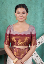 Vsaree Wine Faux Kanjivaram Silk Saree With Designer Zari Weaving Border And Blouse