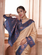 Vsaree Blue Faux Kanjivaram Silk Saree With Designer Zari Weaving Border And Blouse