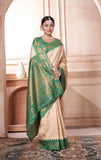 Vsaree Green Faux Kanjivaram Silk Saree With Designer Zari Weaving Border And Blouse