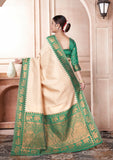 Vsaree Green Faux Kanjivaram Silk Saree With Designer Zari Weaving Border And Blouse