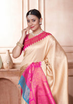 Vsaree Light Pink Faux Kanjivaram Silk Saree With Designer Zari Weaving Border And Blouse