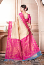 Vsaree Light Pink Faux Kanjivaram Silk Saree With Designer Zari Weaving Border And Blouse