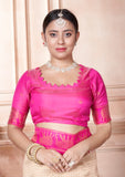 Vsaree Light Pink Faux Kanjivaram Silk Saree With Designer Zari Weaving Border And Blouse