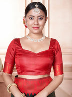 Vsaree Mehendi Faux Kanjivaram Silk Saree With Designer Zari Weaving Border And Blouse