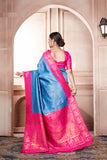 Vsaree Royal Blue Faux Kanjivaram Silk Saree With Designer Zari Weaving Border And Blouse