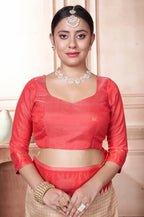 Vsaree Ruby Faux Kanjivaram Silk Saree With Designer Zari Weaving Border And Blouse