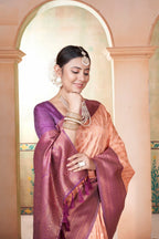 Vsaree Cream Faux Kanjivaram Silk Saree With Designer Zari Weaving Border And Blouse