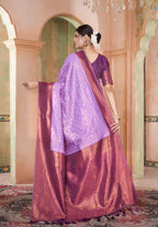Vsaree Lavender Faux Kanjivaram Silk Saree With Designer Zari Weaving Border And Blouse