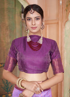 Vsaree Lavender Faux Kanjivaram Silk Saree With Designer Zari Weaving Border And Blouse