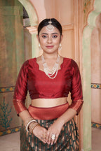 Vsaree Mahendi Faux Kanjivaram Silk Saree With Designer Zari Weaving Border And Blouse