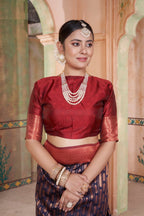 Vsaree Navy Blue Faux Kanjivaram Silk Saree With Designer Zari Weaving Border And Blouse