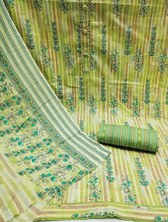 Zooara Green Color Cotton Function And Wedding Dress Matrials With Bottom And Dupatta