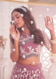 فراشة بصلية وردية نسائية شبكية مطرزة بخيط مهرجانات العمل LEHENGA CHOLI 