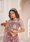 فراشة بصلية وردية نسائية شبكية مطرزة بخيط مهرجانات العمل LEHENGA CHOLI 