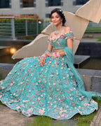 4 meter flared Fox Georgette Sequins Embroidered Work Lehenga, Exceptional Quality with Can-Can and Canvas Layers, A Perfect Fusion of Glamour and Comfort