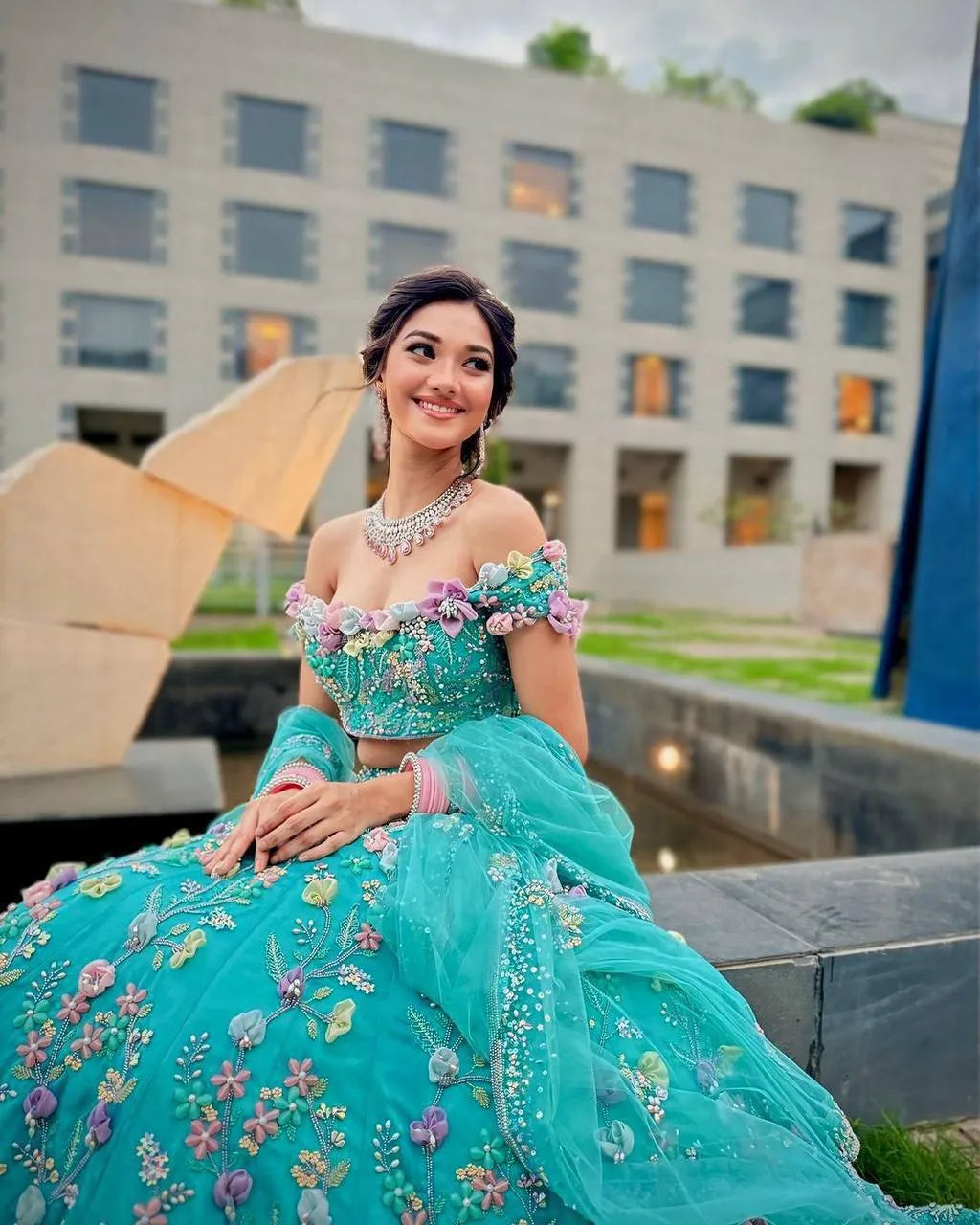 4 meter flared Fox Georgette Sequins Embroidered Work Lehenga, Exceptional Quality with Can-Can and Canvas Layers, A Perfect Fusion of Glamour and Comfort