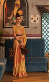 Designer Copper Zari Weaving Overall Butti Design Banarasi Cotton Silk Saree With Heavy Blouse