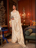 Designer Zari Weaving Floral Design Wedding Wear Banarasi  Silk Saree With Heavy Blouse
