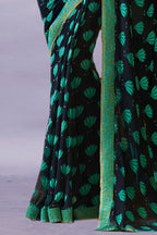 Vsaree Blue Gulab Georette Designer Saree And Printed Work Printed Rich Pallu With Blouse For Women