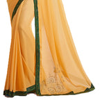 Vsaree Yellow Silk Stone Work And Contrast Rich Pallu With Banglory Blouse Piece For Women