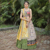 المرأة القطن الأخضر SLUB BANDHEJ PATOLA FOIL PRINT DESIGNER FESTIVAL LEHENGA CHOLI 