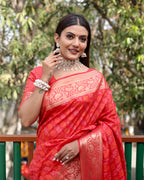 Vsaree Multi Color Bandhej Patola Silk Saree Kanchi Borders And Contrast Zari Weaving Borders VSaree For Woman