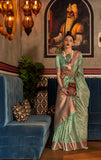 Designer Copper Zari Weaving Overall Butti Design Banarasi Cotton Silk Saree With Heavy Blouse
