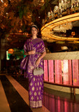 Designer Copper  Zari Weaving Butta Design  Banarasi Silk Saree With Heavy Blouse