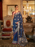 Designer Zari Weaving Wedding Wear Banarasi Butti Design Cotton Silk Saree With Heavy Blouse