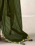 Vsaree Green Banglori Printed Pallu And Designer Border Saree With Banglori Blouse For Women
