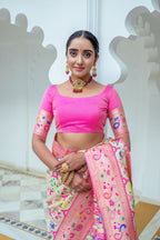 Vsaree Sea Green Soft Paithani Silk Saree with Rich Pallu Contras Border And Blouse Piece For  Women