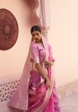 Designer Silver Zari Weaving Wedding Wear Banarasi linen Cotton Silk Saree With Heavy Blouse
