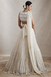 EILARA للسيدات سلسلة جورجيت باللون الأبيض الفاتح مع تصميم ZARI المطرز LEHENGA CHOLI 