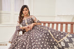 WOMEN'S GREY BUTTERFLY NET WITH SEQUINS AND EMBROIDERY WORK LEHENGA CHOLI FOR PARTY WEAR