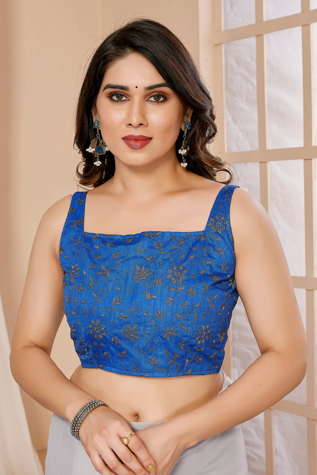 Vsaree Blue Georgette Pre-Stitched  Saree And Havy Rich Pallu With Blouse piece