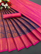 Designer Banarasi Leheriya Design Soft Silk Saree With Pure Golden Zari Border