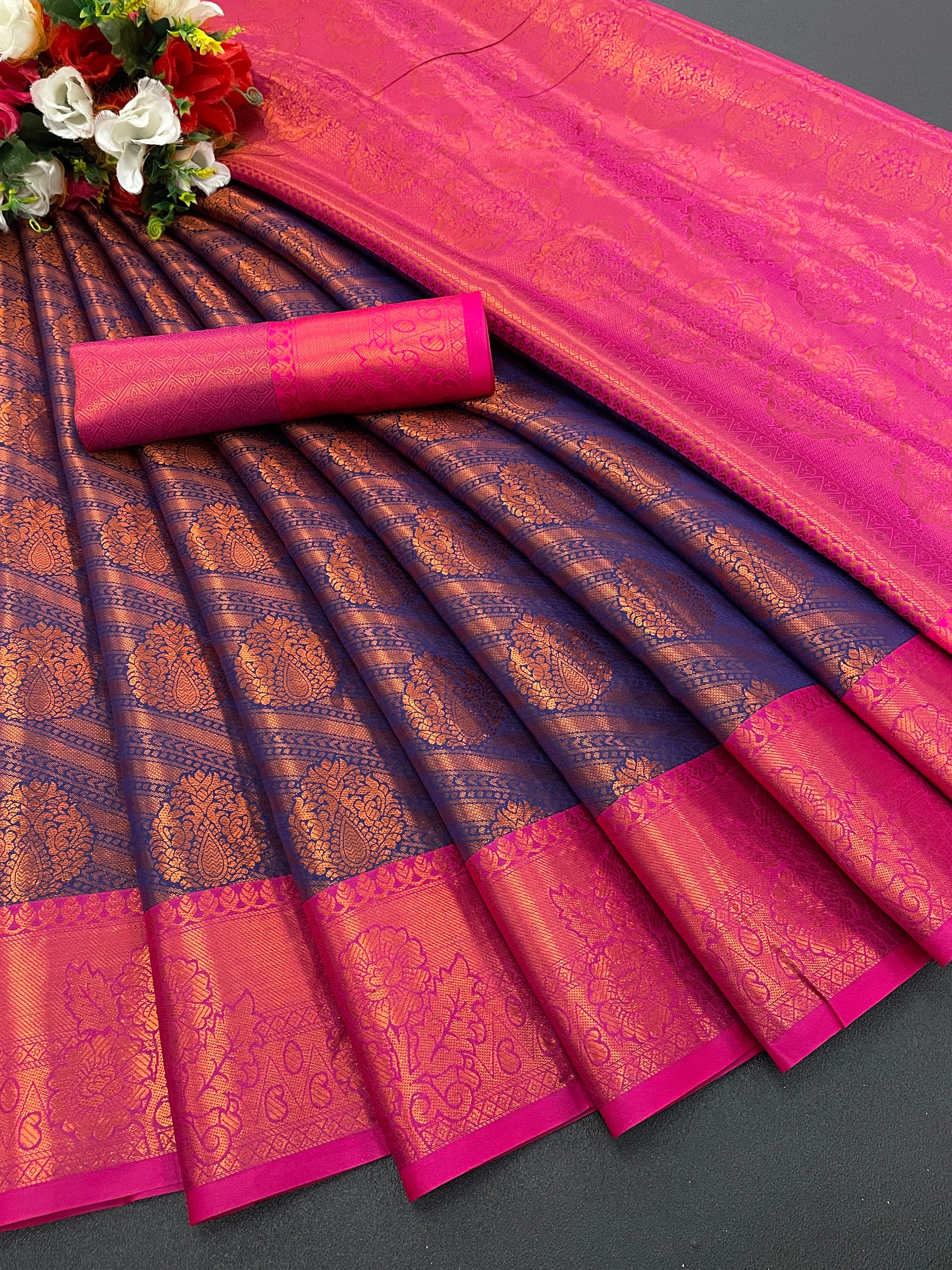 Designer Banarasi Leheriya Design Soft Silk Saree With Pure Golden Zari Border