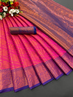 Designer Banarasi Leheriya Design Soft Silk Saree With Pure Golden Zari Border