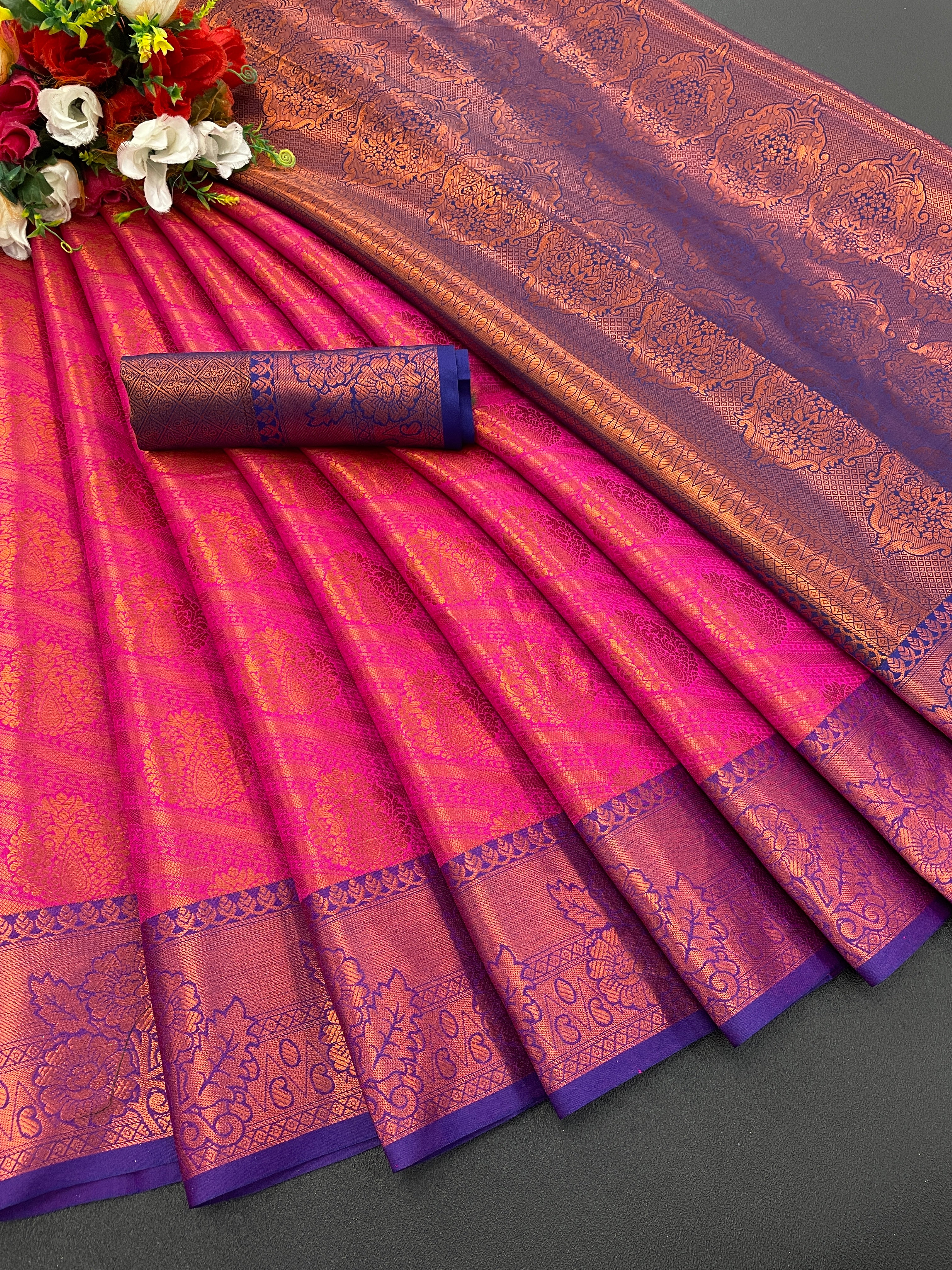 Designer Banarasi Leheriya Design Soft Silk Saree With Pure Golden Zari Border