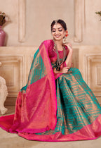 Designer Banarasi Leheriya Design Soft Silk Saree With Pure Golden Zari Border