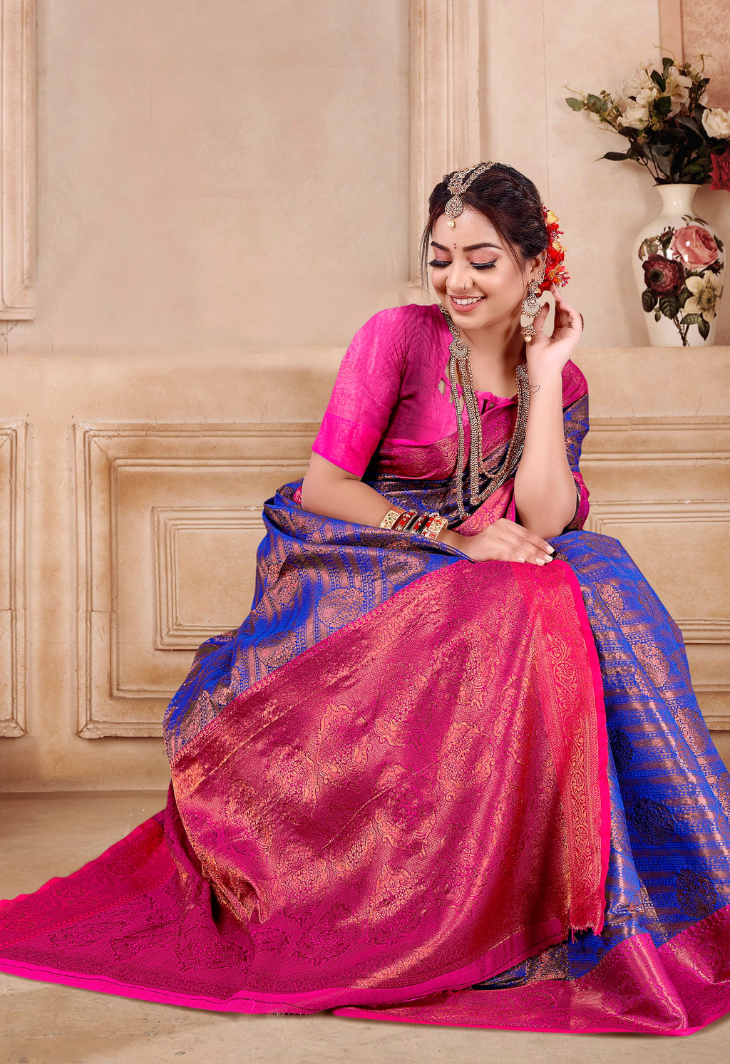 Designer Banarasi Leheriya Design Soft Silk Saree With Pure Golden Zari Border