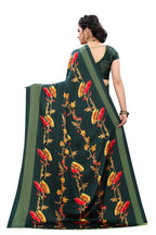 Vsaree Green Printed Japan Crape Saree With Designer Pallu And Blouse
