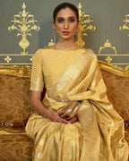 Vsaree Banarasi Silk Golden Border With Banarasi Design Saree And Blouse